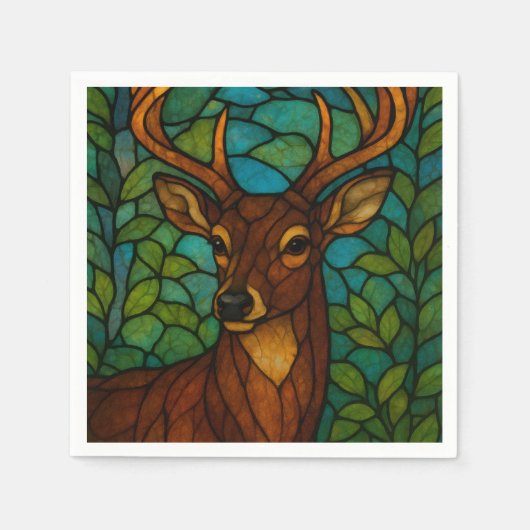 Vintage Deer Tiffany Style Stained Glass Art Servet (Voorkant)