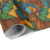 Vintage Deer Tiffany Style Stained Glass Design Cadeaupapier (Rol Hoek)