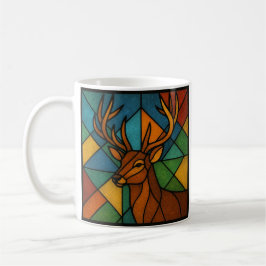 Vintage Deer Tiffany Style Stained Glass Design Koffiemok