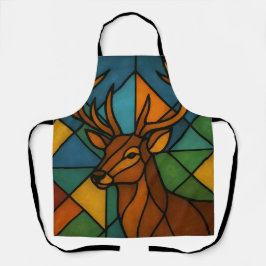 Vintage Deer Tiffany Style Stained Glass Design Schort