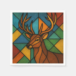 Vintage Deer Tiffany Style Stained Glass Design Servet