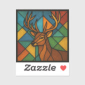 Vintage Deer Tiffany Style Stained Glass Design Sticker (Vel)