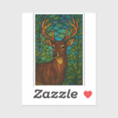 Vintage Deer Tiffany Style Stained Glass Design Sticker (Vel)