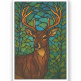 Vintage Deer Tiffany Style Stained Glass Design Sticker