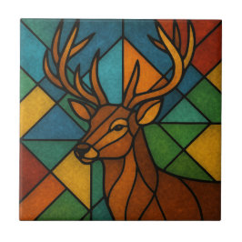 Vintage Deer Tiffany Style Stained Glass Design Tegeltje