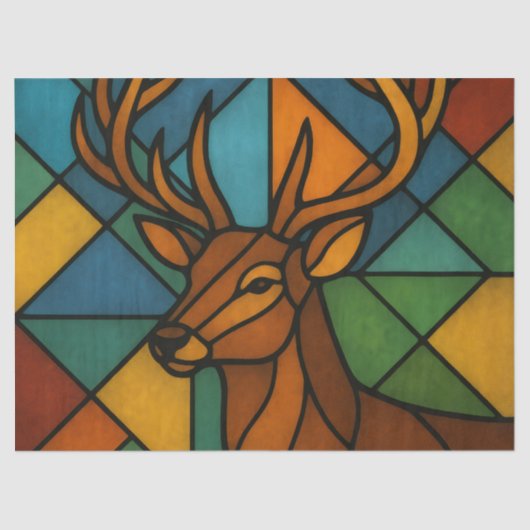 Vintage Deer Tiffany Style Stained Glass Design Tissuepapier (Voorkant)