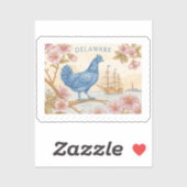 Vintage Delaware Blue Hen Peach Blossom Sticker (Vel)