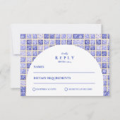 Vintage Delft Patchwork Wedding RSVP Kaartje (Voorkant)