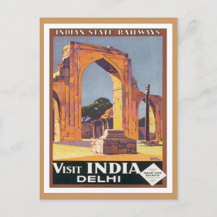 Vintage Delhi India Railways Briefkaart