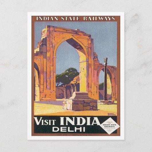 Vintage Delhi India Railways Briefkaart (Voorkant)