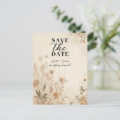 Vintage Delicate Bloemige Botanische Boho Bruiloft Aankondigingskaart (Staand voorkant)
