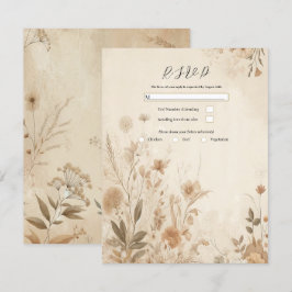 Vintage Delicate Bloemige Botanische Boho Bruiloft Kaart