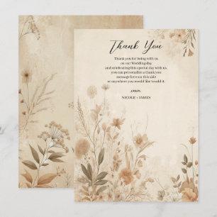 Vintage Delicate Bloemige Botanische Boho Bruiloft Kaart