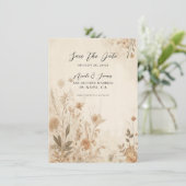 Vintage Delicate Bloemige Botanische Boho Bruiloft Kaart (Staand voorkant)