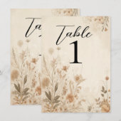 Vintage Delicate Bloemige Botanische Boho Bruiloft Kaart (Voorkant / Achterkant)