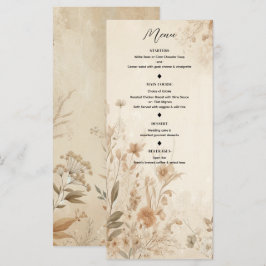 Vintage Delicate Bloemige Botanische Boho Menu
