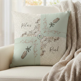 Vintage Delicate Green Elegant Manuscript Kussen