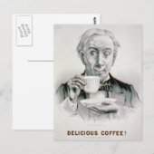 Vintage Delicious Coffee Briefkaart (Voorkant / Achterkant)