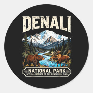 Vintage Denali 30 Club Alaska National Park Wandel Ronde Sticker