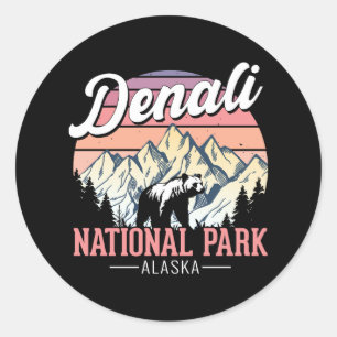 Vintage Denali National Park – Alaska Reis Ronde Sticker