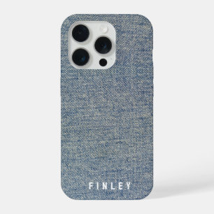 Vintage Denim Blauwe Broek Look iPhone 15 Pro Case
