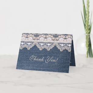 Vintage Denim en Kant Bedankkaart