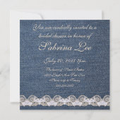 Vintage Denim en Lace Vrijgezellenfeest Kaart (Achterkant)