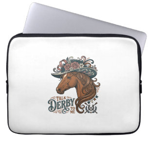 Vintage Derby Paard Bloemen Hoed Shirt Ontwerp_1 Laptop Sleeve
