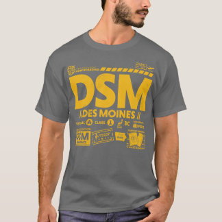 Vintage Des Moines DSM Airport Code Reisdag Ret T-shirt
