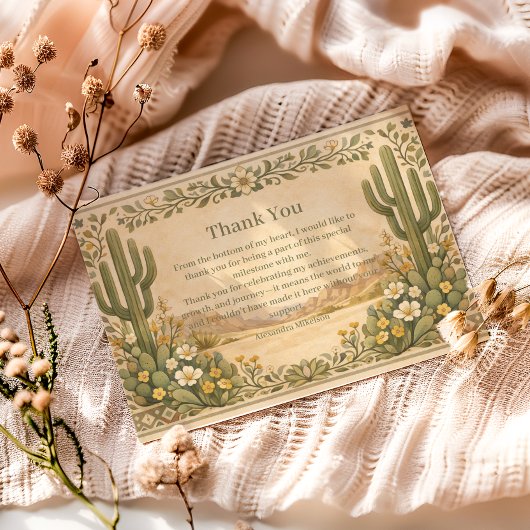 Vintage Desert Botanicals Birthday Bedankkaart