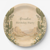 Vintage Desert Botanicals Birthday Papieren Bordje (Voorkant)