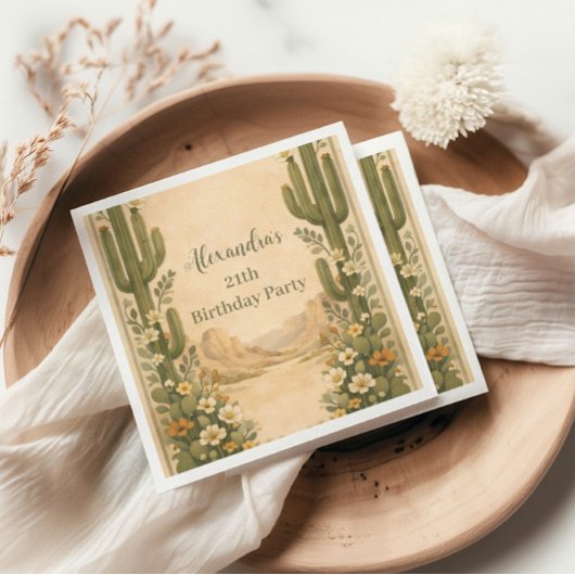 Vintage Desert Botanicals Birthday Servet