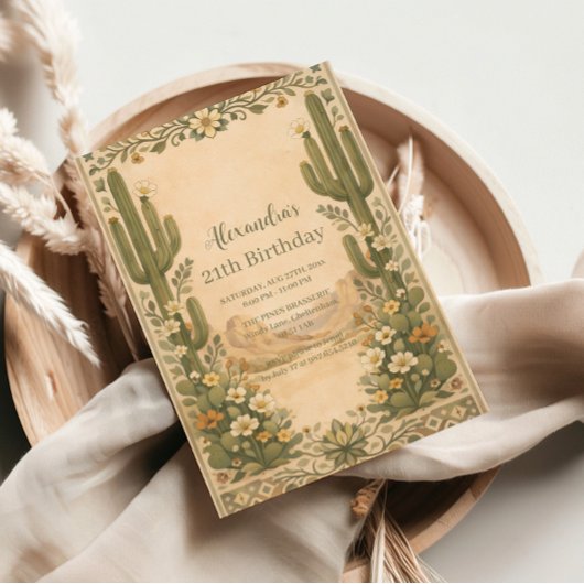 Vintage Desert Botanicals Verjaardag Kaart
