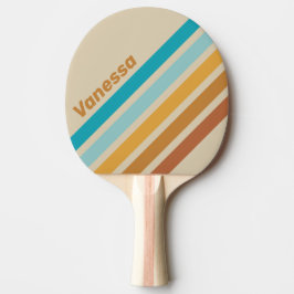 Vintage Desert Regenboog Schuine Strepen met Naam Tafeltennisbatje