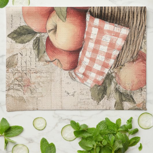 Vintage design Apple basket  Theedoek (Gevouwen)