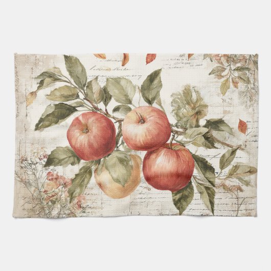 Vintage design Apple branch Theedoek (Horizontaal)