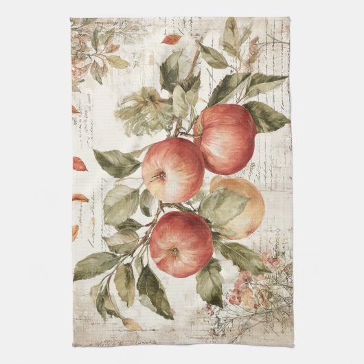 Vintage design Apple branch Theedoek (Verticaal)