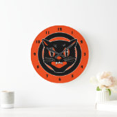 Vintage Design Bllack Cat Halloween Clock Grote Klok (Huis)