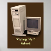 Vintage Desktopcomputer Herstart Klein Poster (Voorkant)