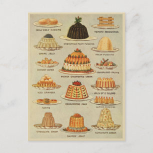 Vintage Desserts Grafiek Illustratie Kookgeschiede Briefkaart