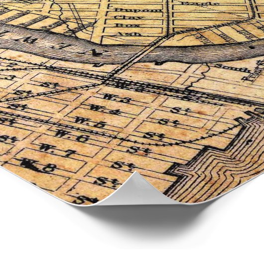 Vintage Detailed Brooklyn Map Poster (Hoek)