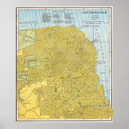 Vintage Detailed Golden San Francisco Map 1888 Poster