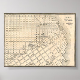 Vintage Detailed Golden San Francisco Map 1889 Poster