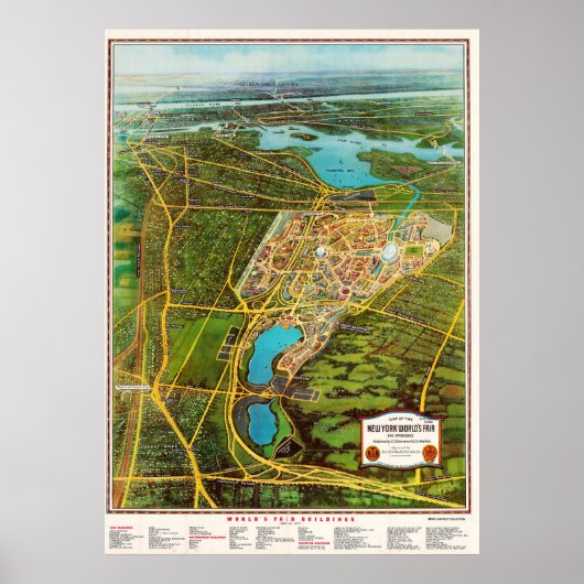 Vintage Detailed New York Map Poster (Voorkant)
