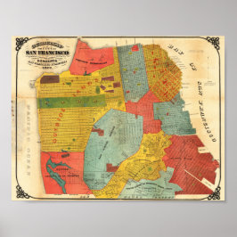 Vintage Detailed San Francisco Map 1876 Poster
