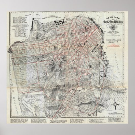 Vintage Detailed San Francisco Map 1915 Poster (Voorkant)