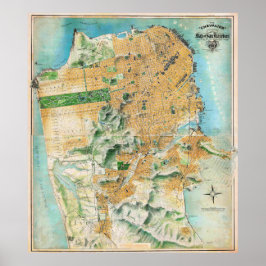 Vintage Detailed San Francisco Map Poster 1911