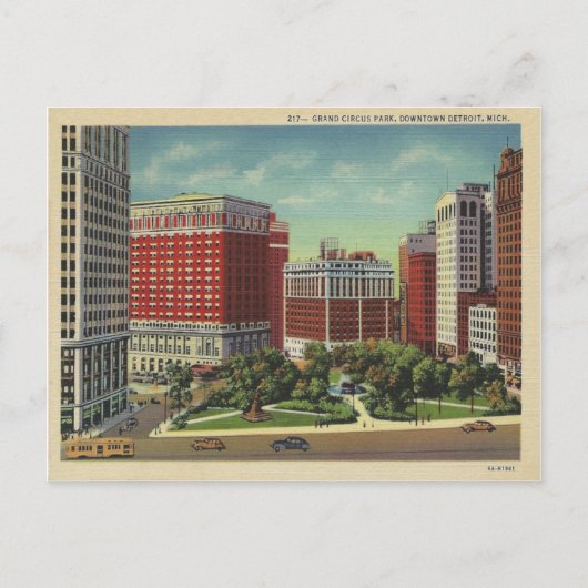 Vintage Detroit Michigan Briefkaart (Voorkant)