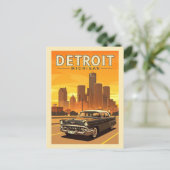 Vintage Detroit Michigan Briefkaart (Staand voorkant)