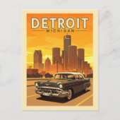 Vintage Detroit Michigan Briefkaart (Voorkant)